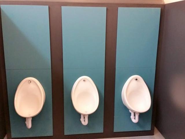 Urinals on service duct panels 