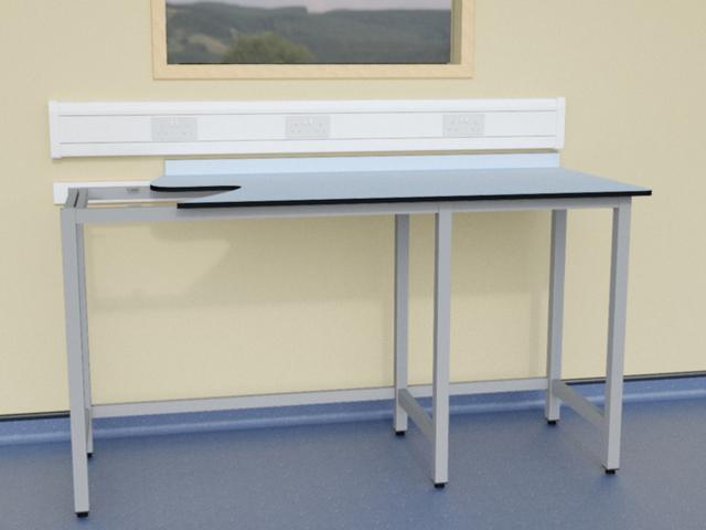 A Frame laboratory support system with Trespa Toplab base worktop
