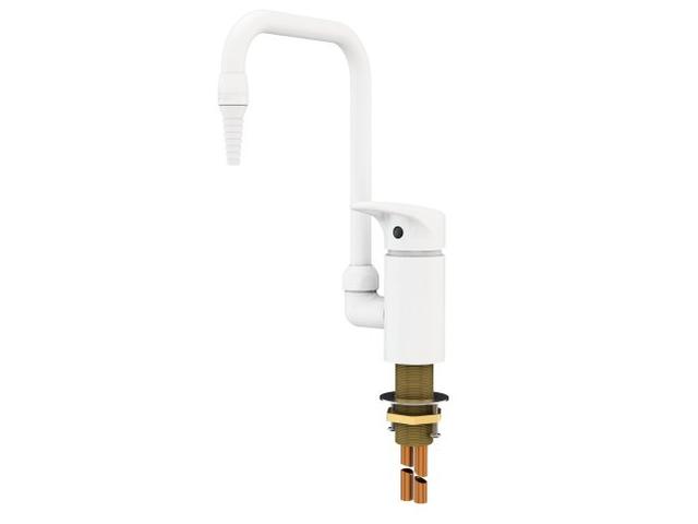 Hot & cold monobloc tap with single handed wrist action lever & removable nozzle
