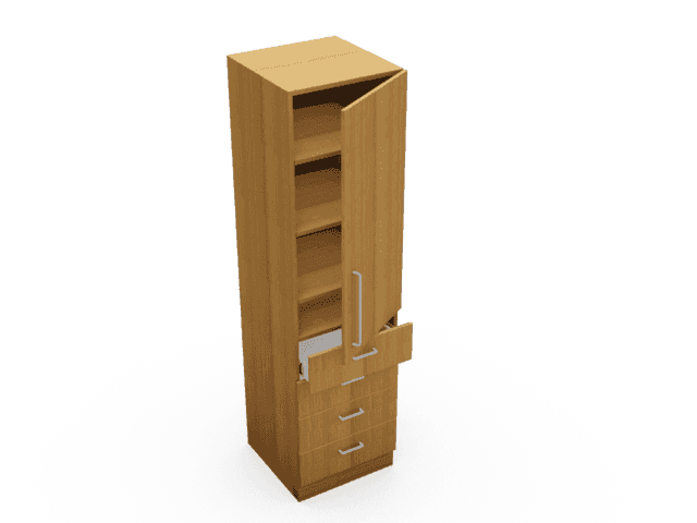 Single 1 door 4 drawer tall storage unit