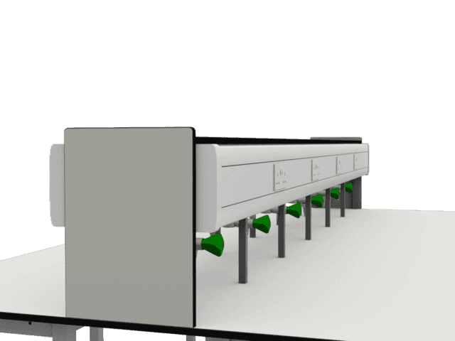 Laboratory reagent shelf with trunking and service void