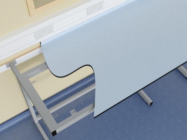 C frame laboratory support system with Trespa Toplab base worktop