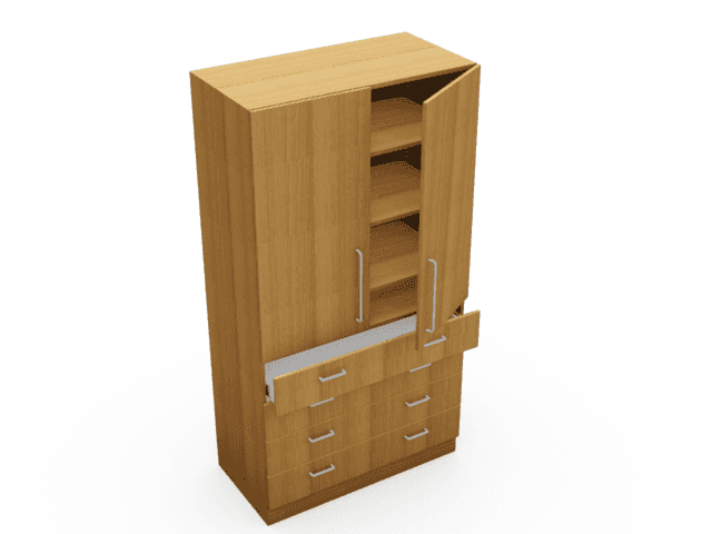 Double 2 door 4 drawer tall storage unit