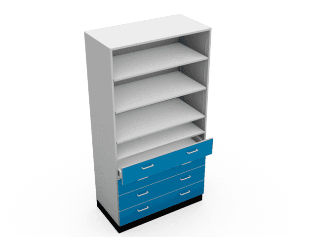 Double 4 drawer open tall storage unit