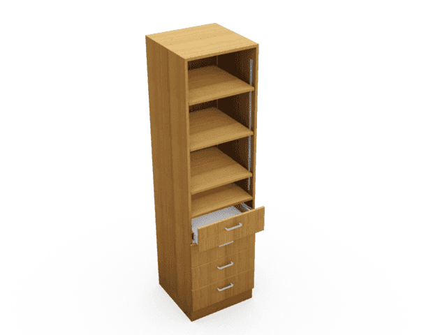 Single 4 drawer open tall storage unit