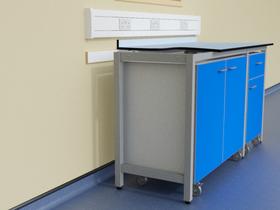 Mobile units in A frame support system with Trespa Toplab worktop