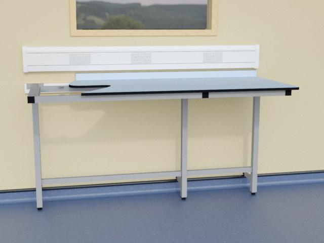T Frame laboratory support system with Trespa Toplab base worktop