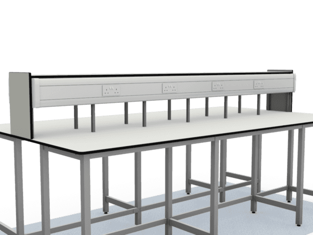 Laboratory reagent shelf with trunking