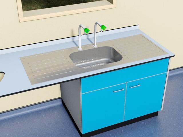 Single bowl double drainer on sink unit