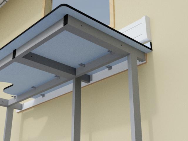 C frame laboratory support system with Trespa Toplab base worktop