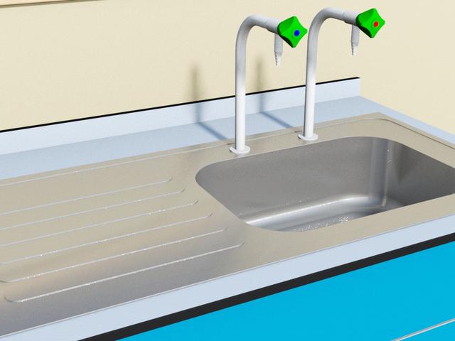 Single bowl with left hand drainer on sink unit